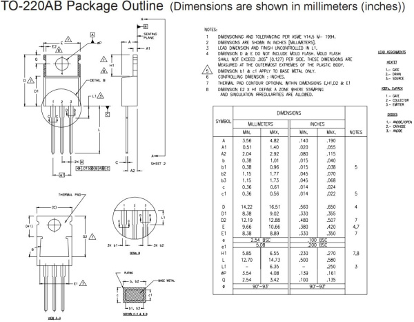 транзистор FET IRFB4227 200V 65A N-Ch 19.7mohm 330W TO220