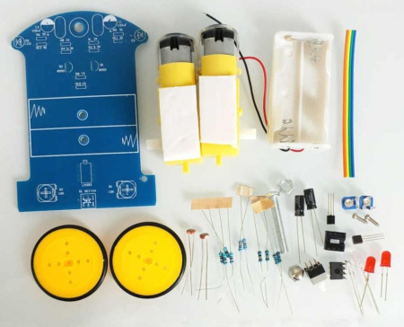 Радиоконструктор Трек машинка робот движущийся по линии, 2*AA в комплекте, D2-1 DIY Kit