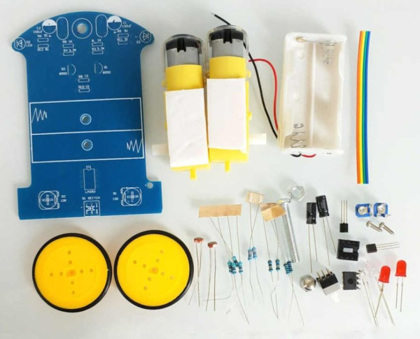 Радиоконструктор Трек машинка робот движущийся по линии, 2*AA в комплекте, D2-1 DIY Kit