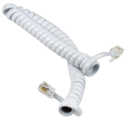 Кабель(шнур) телефонный, витой, 2м, 4P4C, белый