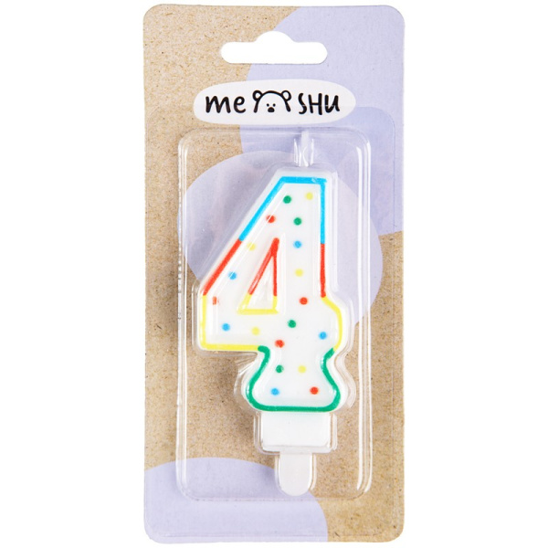 Свеча "Цифра 4" MESHU 8,5см MS_32383