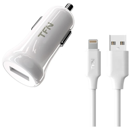 Автомобильное_З\У - USB_1A TFN + кабель Lighting белое