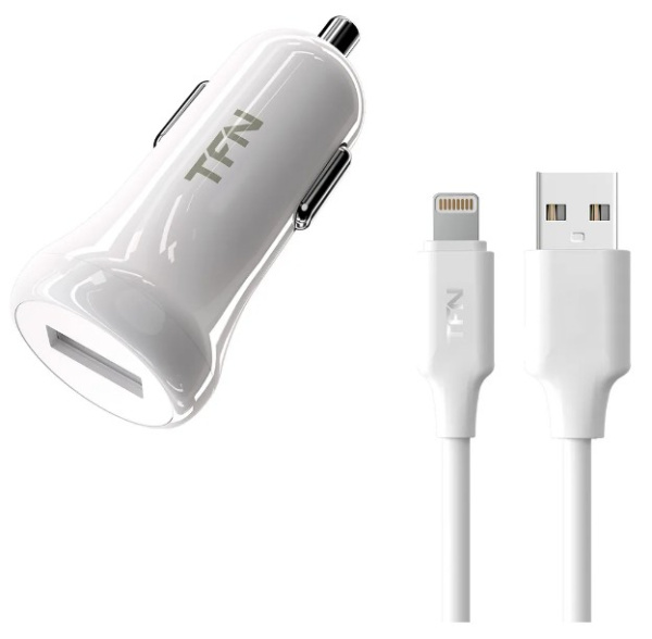Автомобильное_З\У - USB_1A TFN + кабель Lighting белое