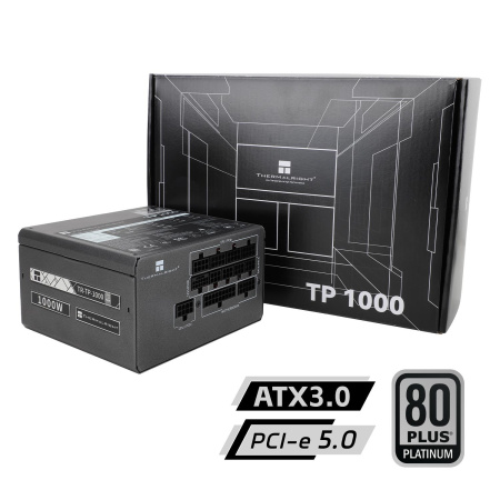 Блок питания 1000W/ Power Supply Thermalright, 1000W 80+ Platinum (ATX, 3.0, PCIe 5.0, Full modular, 1x24(20+4)pin, 1xCPU 8(4+4)pin, 2xPCIe*2 8(6+2)pin, 1x12VHPWR PCIe 5.0 12+4pin 600mm, 6xSATA3, 4xMOLEX4pin, Active, 120x120mm, 150x140x86mm, APFC, OPP, OV