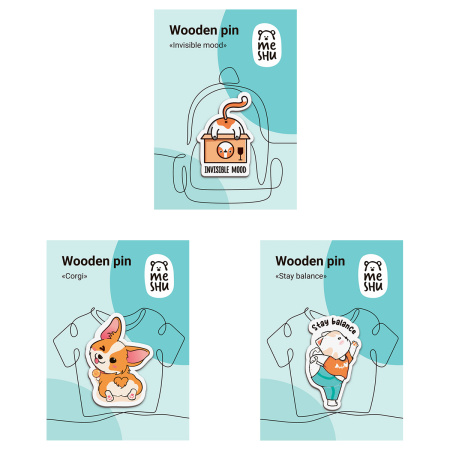 Набор деревянных значков MESHU "Sports animals" 3шт. MS_54877