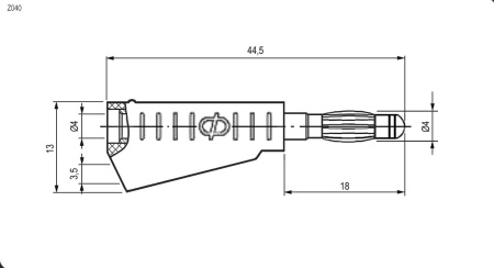 Разъем Banana, штекер, кабельный, проходной, черный, Z040 4mm Stackable Plug