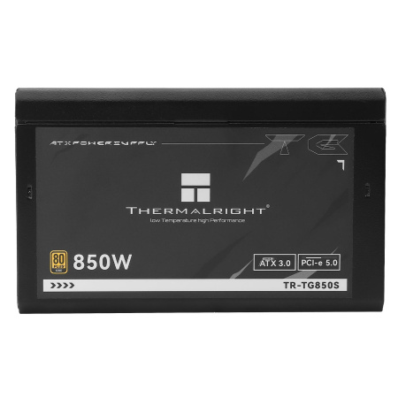 Блок питания ПК/ Power Supply Thermalright, 850W 80+ Gold (ATX, 3.0, PCIe 5.0, Non-modular, 1x24(20+4)pin, 1xCPU 8(4+4)pin, 2xPCIe*2 8(6+2)pin, 5xSATA3, 1x12+4pin (12VHPWR PCIe 5.0 12+4pin 600mm), 3xMOLEX4pin, Active, 120x120mm, 150x140x86mm, APFC, black)