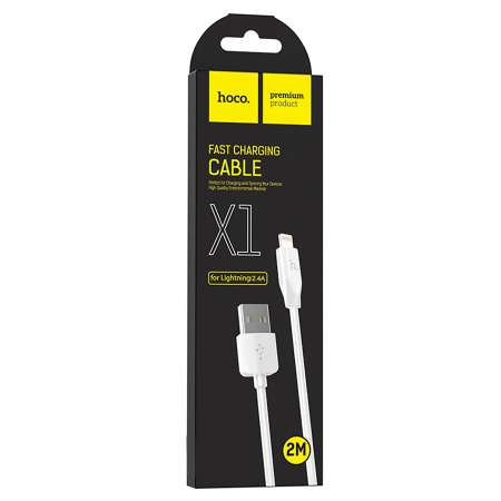 Кабель Lightning (m) - USB(m) HOCO X1, 2м, 2.4A, белый