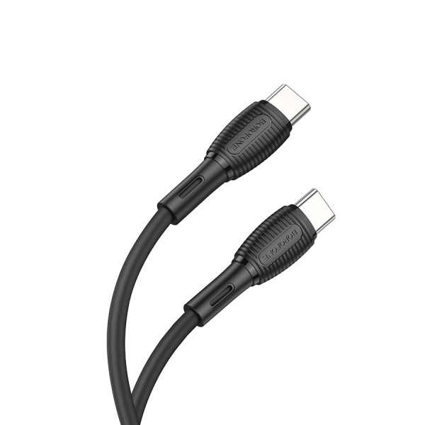 Кабель USB Type-C (m) - USB Type-C (m) BOROFONE BX86 1м ,60W, черный, силиконовый