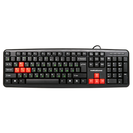 Клавиатура USB Nakatomi Navigator  KN-02U мембранная, 104 клавиш, Black-red