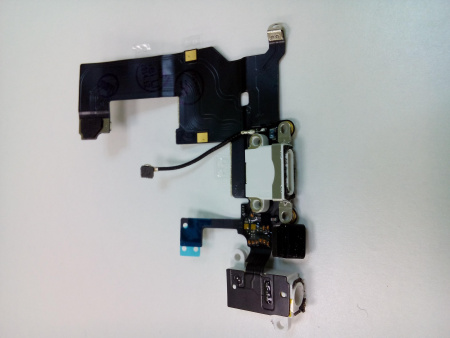 Шлейф iPhone 5 на системный разъем/разъем гарнитуры/микрофон Белый