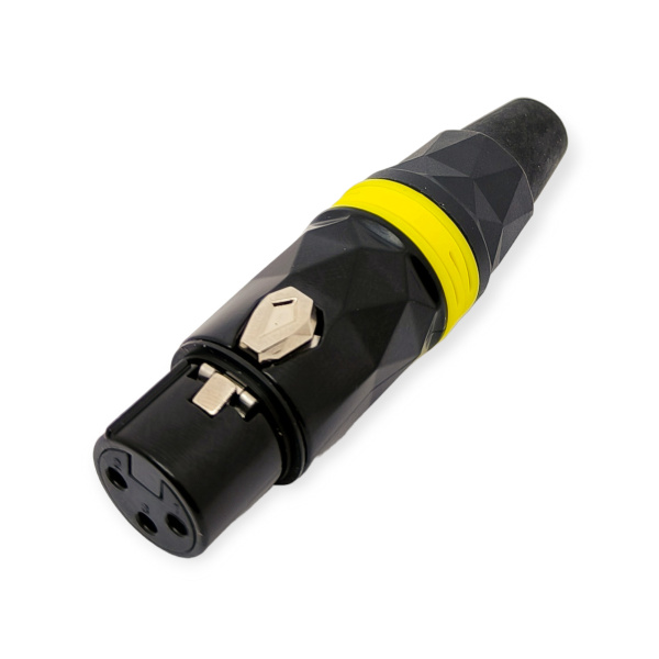 Разъем XLR гнездо, на кабель, металл, желтый