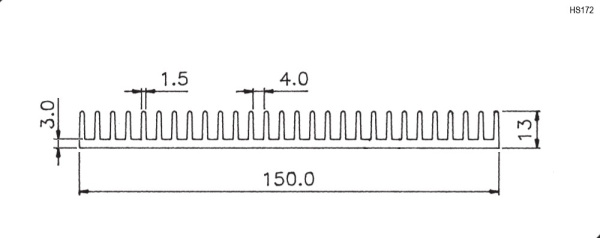 Радиатор 150*30*13мм, алюминий, HS 172-30