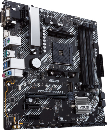 Мат.плата SocAM4 AMD B450 Asus PRIME B450M-A II (mATX,4DDR4 ECC/non-ECC,M.2,2PCI-E,SVGA,DVI,HDMI,Gb,
