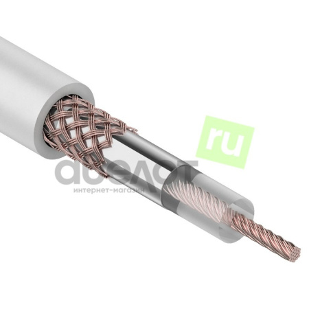 Кабель коаксиальный 50Ом, OD5.0мм, внутр., PVC Cu/Al/Cu 64%, бухта 100м, Rexant RG-58 01-2001
