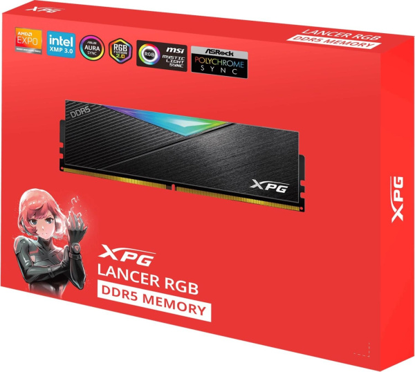 Память DDR5 2x16GB 8000MHz A-Data AX5U8000C3816G-DCLARBK XPG Lancer RGB RTL Gaming PC5-64000 CL38 DIMM 288-pin 1.45В kit dual rank с радиатором Ret