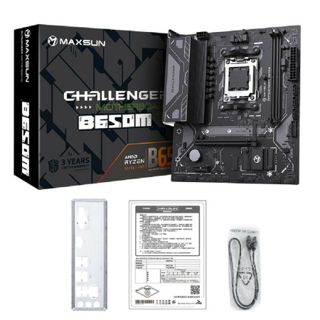 Мат.плата SocAM5 AMD B650 Maxsun MS-Challenger B650M (mATX,2DDR5,M.2,PCI-E16,PCI-E,HDMI,VGA,PC5200)