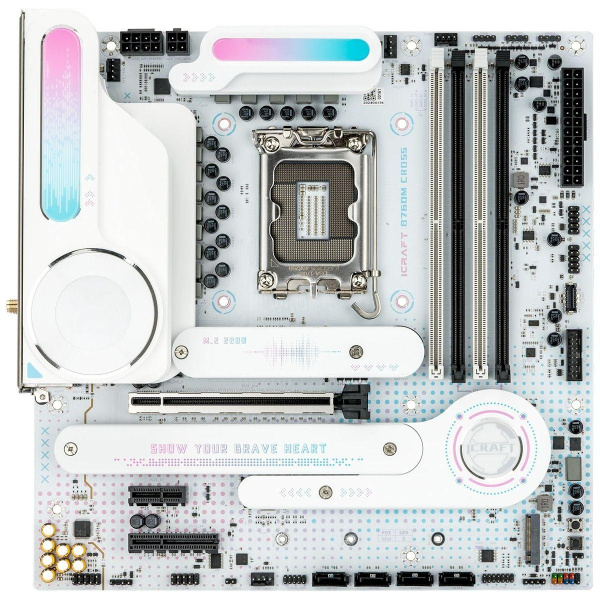 Материнская плата Maxsun MS-iCraft B760M CROSS B760, LGA1700, 4*DDR5, 1*PCIEx16, 1*PCIEx4, 1*PCIEx1, 3*M.2, 1*TypeC, 6*USB3.2Gen1, 8*USB2.0, 4*SATA3.0, 2.5G, DP, HDMI, M-ATX, RTL
