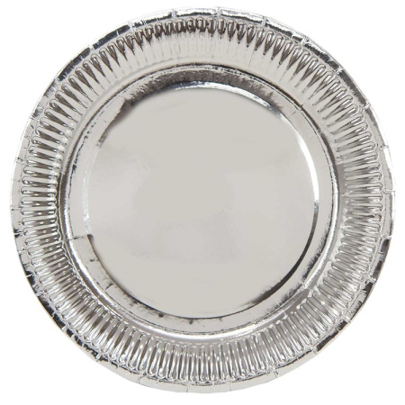Бумажные тарелки 23 см "Фольга, серебряная" набор 6шт (1502-3779)