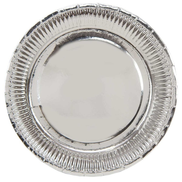 Бумажные тарелки 23 см "Фольга, серебряная" набор 6шт (1502-3779)