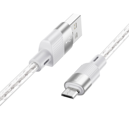 Кабель MicroUSB(m) - USB(m) Hoco X99 1м 3A, прозрачный/серый