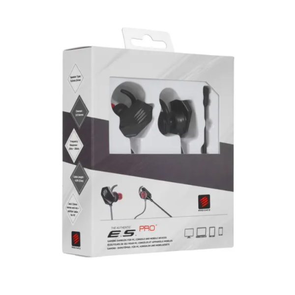 Игровая гарнитура Mad Catz  E.S. PRO+ вставные, 32Ом, 100дБ, кабель 1.5м, 3.5 мм jack Черный