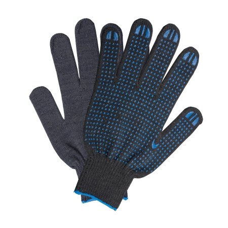 Перчатки ХБ "Точка" с ПВХ ЛАЙМА 4 нити, черный, 40-42г, 116текс (601914)