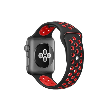 Ремешок спортивный силиконовый для Apple Watch (38-40мм) DF iSportband-01 (black/red)