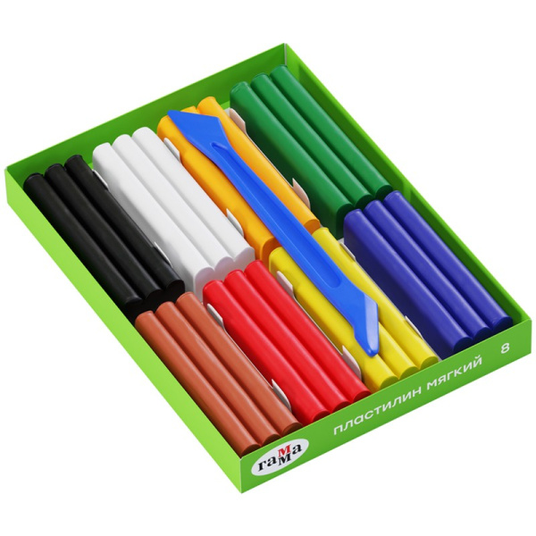 Пластилин 08цв. ГАММА "Пчелка" восковой, со стеком (280038Н)