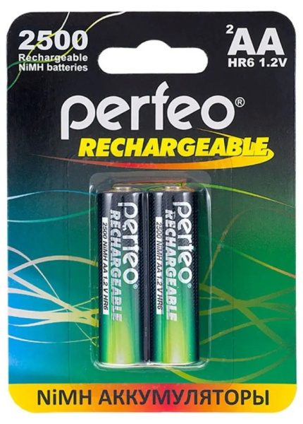 Аккумулятор Ni-MH AA Perfeo 2500mAh/1.2в  упак. 2шт.