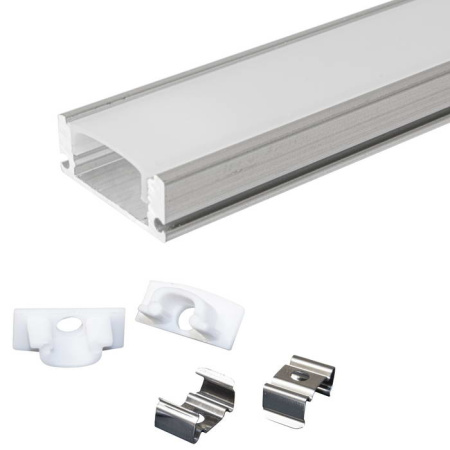 Профиль алюминиевый накладной для светодиодной ленты, 17.4*7мм, 1м, рассеиватель, Ruichi 509-1