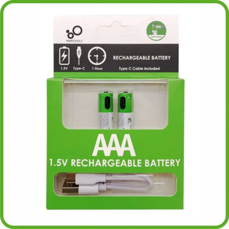 Аккумулятор Li-ion AAA Smartools 750mWh, 1.5в, Type-C, упак. 2шт.