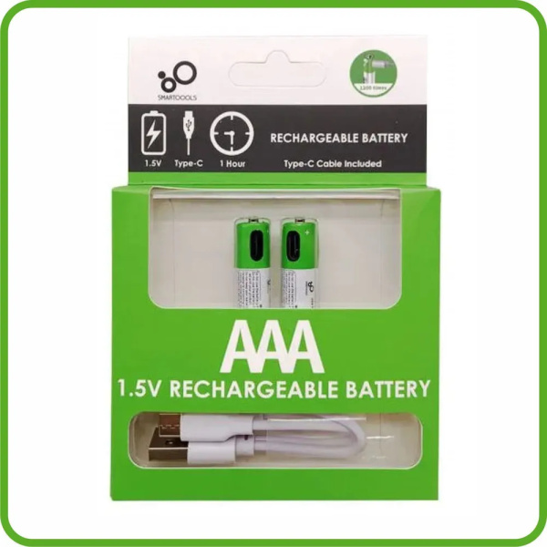 Аккумулятор Li-ion AAA Smartools 750mWh, 1.5в, Type-C, упак. 2шт.