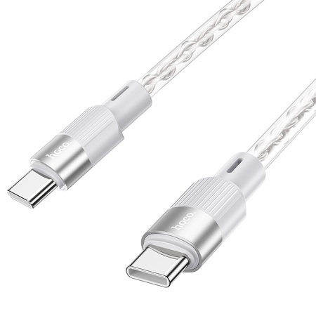 Кабель USB Type-C (m) - USB Type-C (m) HOCO X99 1м, 3A, силиконовый, прозрачный/серый