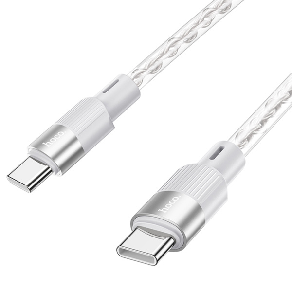 Кабель USB Type-C (m) - USB Type-C (m) HOCO X99 1м, 3A, силиконовый, прозрачный/серый