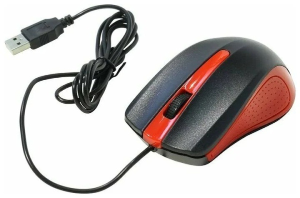 Мышь USB Oklick 225M оптическая, 1200dpi, кабель 1.3м, Black/Red