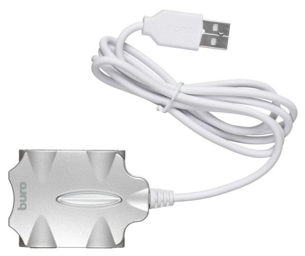 USB_Хаб 4xUSB_2.0 Buro BU-HUB4-0.5-U2.0-Candy серебристый