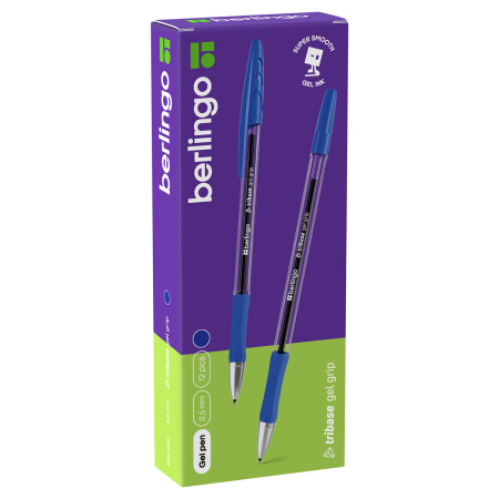 Ручка гелевая BERLINGO "Tribase Gel grip" синяя, 0,5мм, грип (CGp_05023)