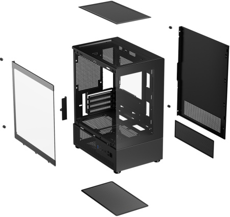Корпус mATX Б_БП XASTRA Q300M 5ARGB-C6 (USB3.0,Audio,черный,5х120мм ARGB,ARGB+PWM HUB 6port,CPU Cooler до 163мм, VGA до 280мм,"аквариум")