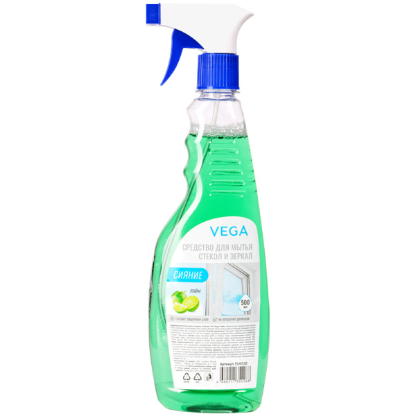 Средство для мытья стекол Vega "Сияние Лайм" 500мл (314210)