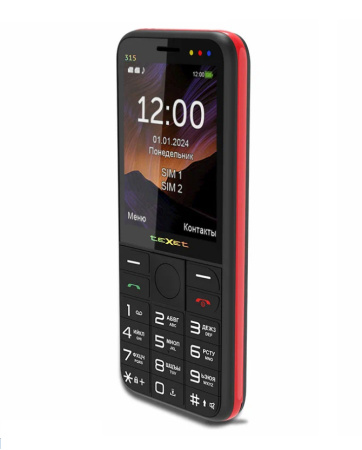 Сотовый Texet TM-315 черный-красный 2sim/2.8"/240*320/32Mb/microSD/Bt/2500мАч/моноблок