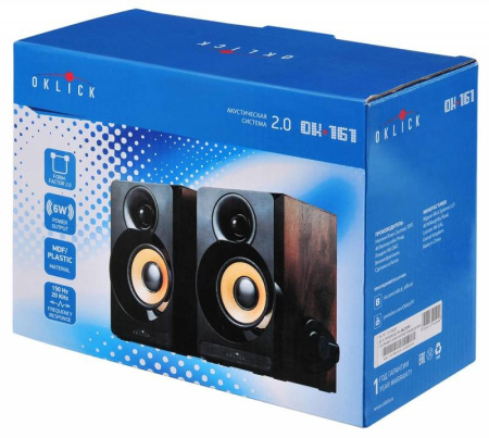 Актив.колонки 2.0 Оклик OK-161 6Вт, черный/темное дерево
