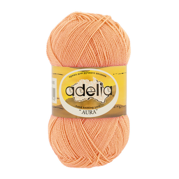 Пряжа ADELIA "AURA" 100% акрил 1 шт. х 50 г 250 м ± 5 м №031 св. оранжевый