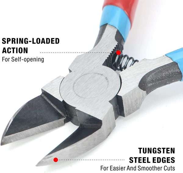 Кусачки бокорезы 135мм, Iwiss PL2100, 60HRC, возвратный механизм, косые