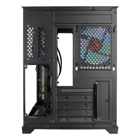 Корпус mATX Б_БП Ginzzu V390 RGB (USB3.0, Audio, черный,3х120мм RGB, пульт ДУ, "стеклянный куб")