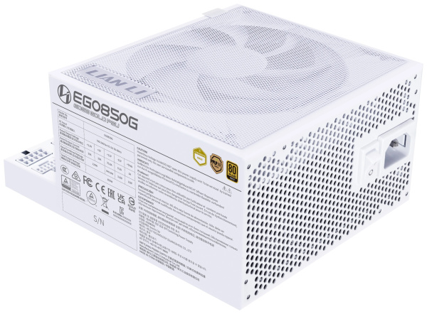 Блок питания 850Вт Lian Li EG0850G White (ATX 3.1,APFC,120мм,4PCI-E+12VHPWR,8SATA,PCIe 5.1,80+Gold,полностью модульный)[G9P.EG0850G.W000.RU]