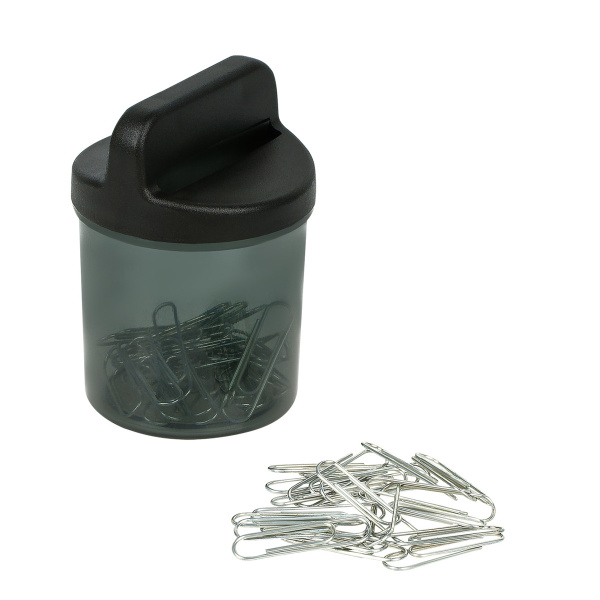 Скрепочница СТАММ, магнитная, 50 скрепок, тонированная черная (ПС-30436)