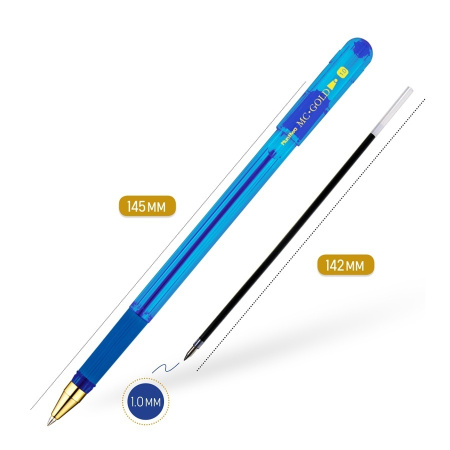 Ручка шариковая MunHwa MC-GOLD 1.0мм., масляная, синяя (BMC10-02)