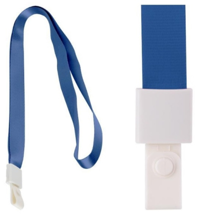 Шнурок для бейджа DELI замок на кнопке, голубой (8352)