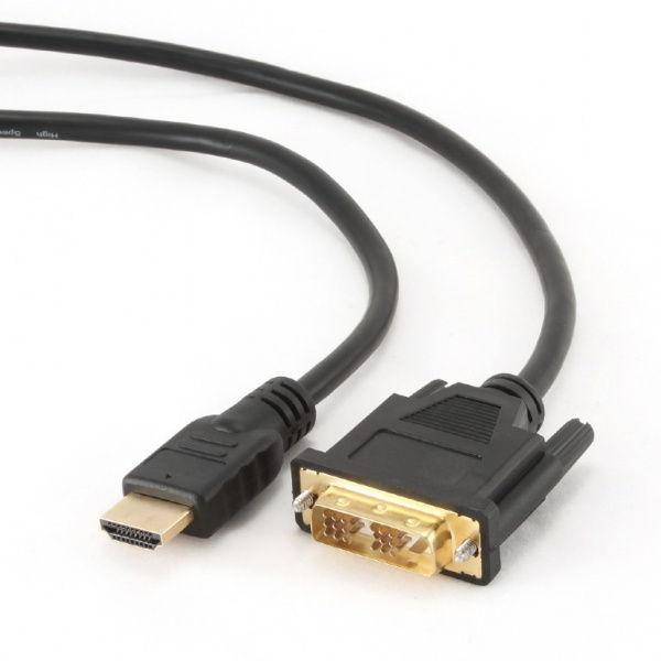 Кабель HDMI(m) - DVI(m)  7.5м Cablexpert, 19M/19M, позол. контакт, экран, черный (CC-HDMI-DVI-7.5MC)